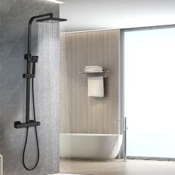 Teeno Colonne de Douche Thermostatique, Réglable en Hauteur, Noir