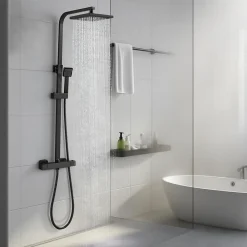 Teeno Colonne de Douche Thermostatique, Réglable en Hauteur, Noir