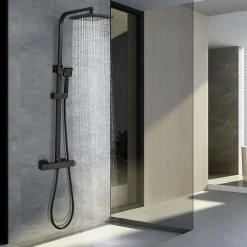 Teeno Colonne de Douche Thermostatique, Réglable en Hauteur, Noir