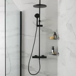 Colonne De Douche Thermostatique|GoodHome Colonne de douche thermostatique noir mat Cavally
