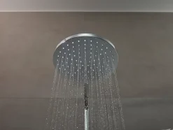 Hansgrohe Colonne de douche thermostatique avec pommeau + douchette 2 jets + flexible + barre réglable, chrome, Vernis Blend 200 EcoSmart