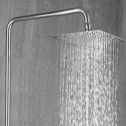 Kibath Colonne de douche thermostatique extra-longue AVEC bec carré de 100-150 cm, finition chrome poli, en laiton