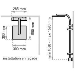 Colonne De Douche Thermostatique|Valentin Colonne de douche thermostatique avec tablette, pomme de tête, douchette et flexible, chrome, Touareg