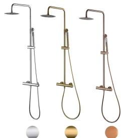 Colonne De Douche Thermostatique|Imex Colonne de douche thermostatique - Monza - Diamètre tête de douche : 300 mm - Coloris: or brossé