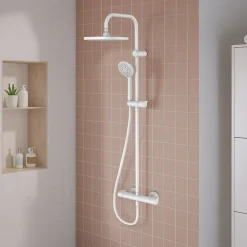 Colonne De Douche Thermostatique|GoodHome Colonne de douche thermostatique blanche Cavally