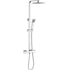 AICA Sanitaire Colonne de douche thermostatique avec pomme de tête, Carré,effet chromé, AICA