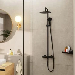 Colonne De Douche Hydromassante|Hansgrohe Colonne de douche thermostatique Vernis Blend 200 noir mat