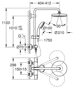 Colonne De Douche Thermostatique|Grohe Colonne de douche thermostatique chrome Vitalio Start 2
