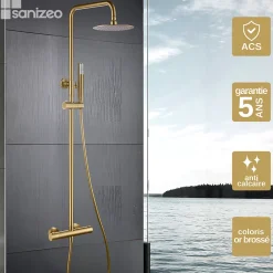 Colonne De Douche Thermostatique|Imex Colonne de Douche Thermostatique Anti-Calcaire Or Brossé GENOVA BTG053/OC