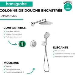 Colonne De Douche Encastrable|Hansgrohe Colonne de douche thermostatique encastrée ShowerSelect S chromé