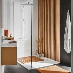 Colonne De Douche Thermostatique|Valentin Colonne de douche thermostatique avec pomme de tête, douchette et flexible, chrome, Allure