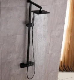 Colonne De Douche Thermostatique|Bernstein Colonne de douche thermostatique murale laiton sans tête de douche - Noir mat - 110x15cm - SEDAL 8921B Sans tête (de douche)