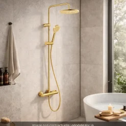 Duravit Colonne de douche thermostatique MinusFlow doré poli