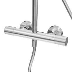 Colonne De Douche Thermostatique|GoodHome Colonne de douche thermostatique + barre réglable + douchette + flexible, chrome, Owens