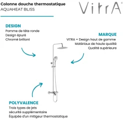 Colonne De Douche Thermostatique|Vitra Colonne de douche Aquaheat Bliss 250