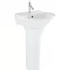 Lavabo|Sanindusa Colonne de lavabo Jade céramique traditionnelle blanc