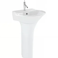 Lavabo|Sanindusa Colonne de lavabo Jade céramique traditionnelle blanc