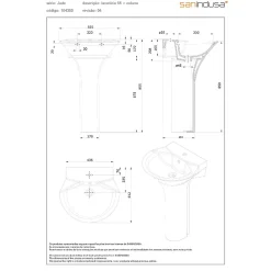Lavabo|Sanindusa Colonne de lavabo Jade céramique traditionnelle blanc