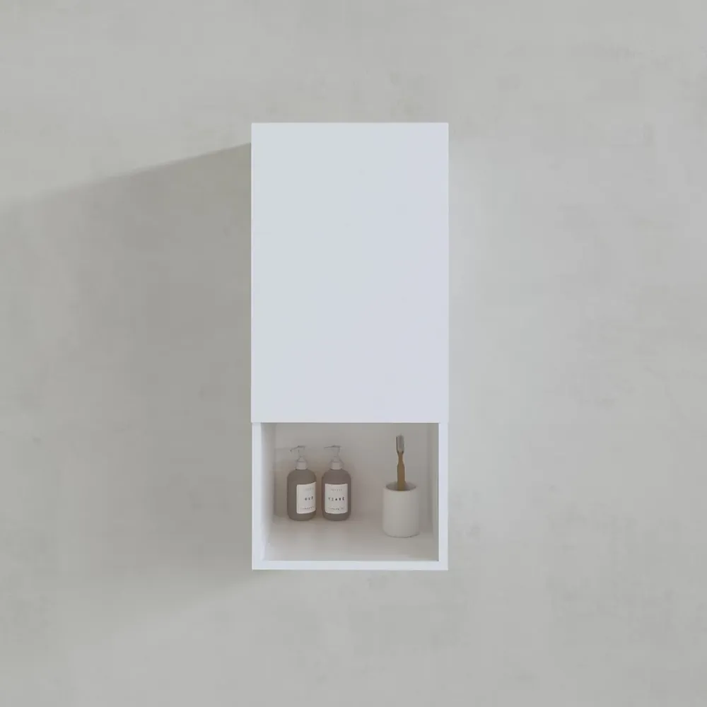 Aurlane Colonne de rangement blanche - Porte et niche - 35x80x32.5 cm