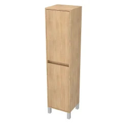 Colonne De Salle De Bains|Aurlane Colonne de rangement Chêne Clair sur Pieds - Hauteur 160 cm - 2 Portes - XENOS