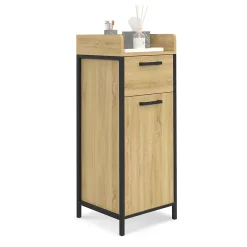 Armoire De Salle De Bains|IDMarket Colonne de rangement d'appoint salle de bain DETROIT 1 tiroir 1 placard design industriel