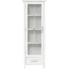 Teamson Home Colonne de rangement en effet bois blanc avec portes en verre