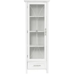 Teamson Home Colonne de rangement en effet bois blanc avec portes en verre