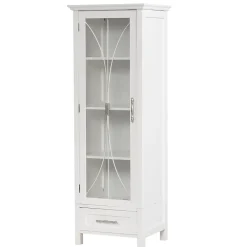Teamson Home Colonne de rangement en effet bois blanc avec portes en verre