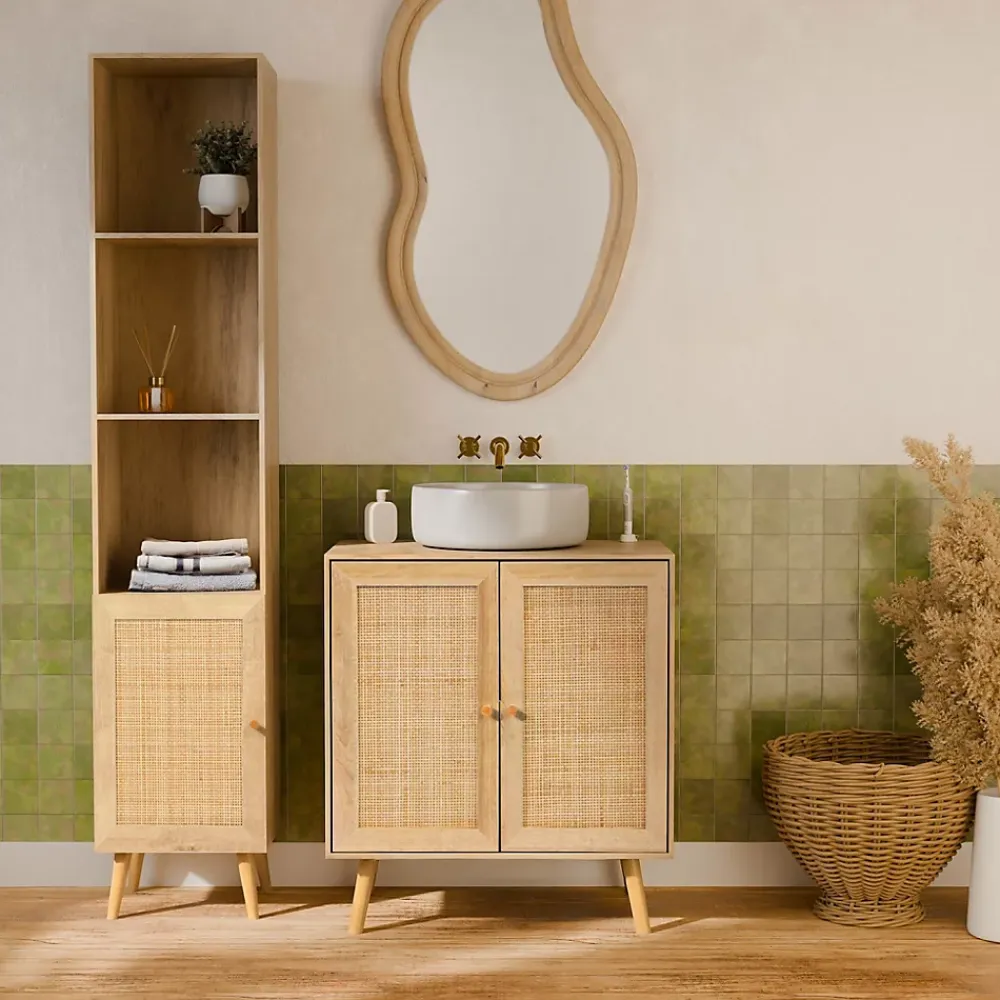 Sweeek Colonne de rangement pour salle de bain. Bohème. L 35 x P 25 x H 167cm