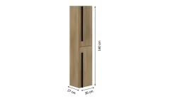 Meuble De Salle De Bains Faible Profondeur|T-Bath Colonne de salle de bain ANGI 2 portes 140x30x27 cm chêne