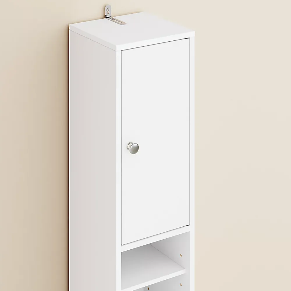 Sobuy Colonne de Salle de Bain Étroite Hydrofuge avec Étagères et Tiroirs Réglables - Armoire Gain de Place Blanche
