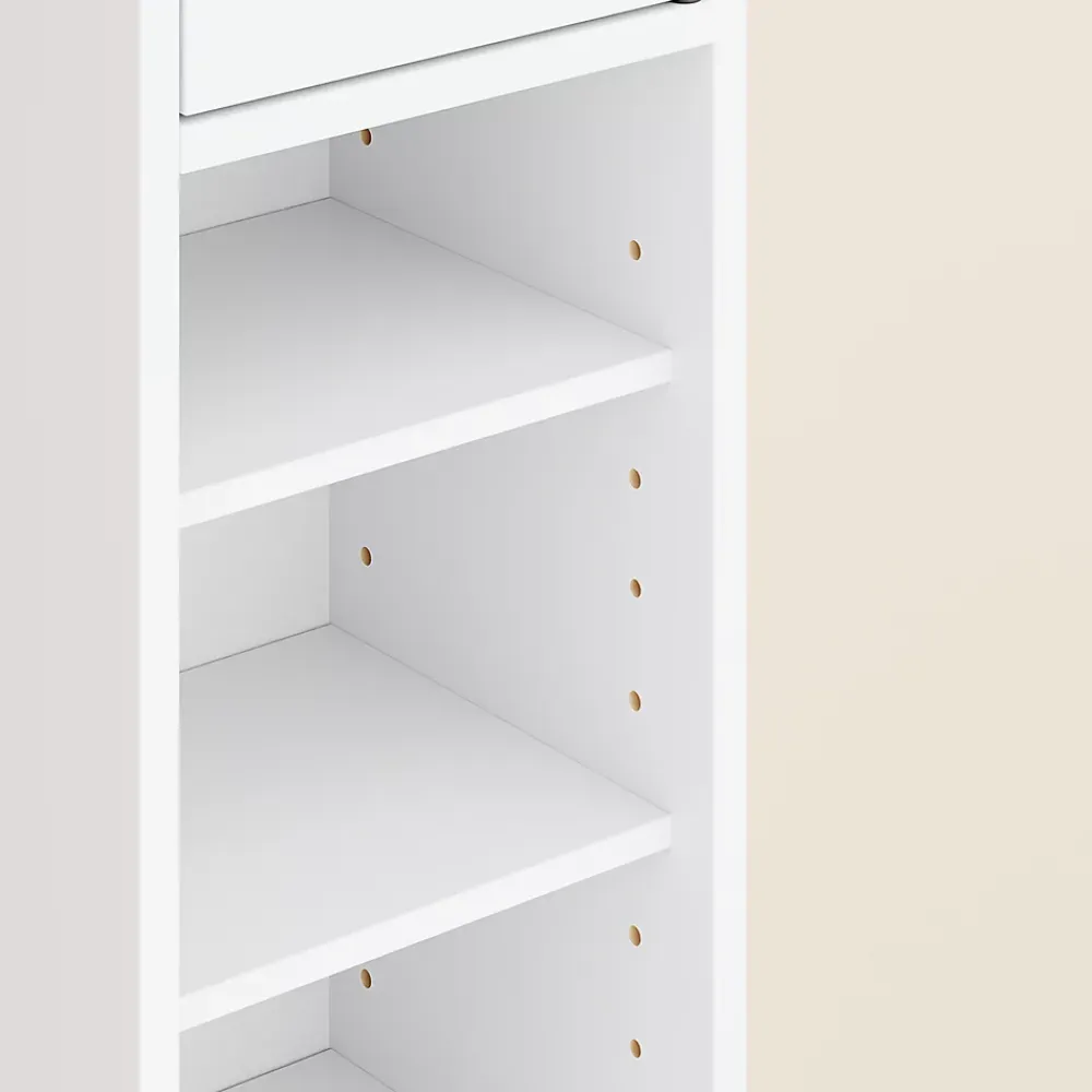 Sobuy Colonne de Salle de Bain Étroite Hydrofuge avec Étagères et Tiroirs Réglables - Armoire Gain de Place Blanche