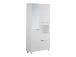Vente-unique Colonne de salle de bain avec miroir sur pied - 180 cm - Blanc - MINELA