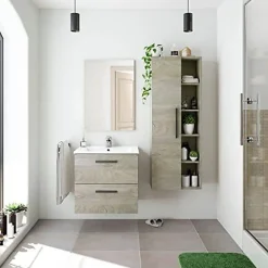 Calicosy Colonne de Salle de Bain - ARKITMOBEL - Athena 1A1G - 51 x 25 x 135 cm - Marron - Montage facile