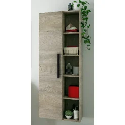Calicosy Colonne de Salle de Bain - ARKITMOBEL - Athena 1A1G - 51 x 25 x 135 cm - Marron - Montage facile