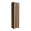 Colonne De Salle De Bains|Meublorama Colonne de salle de bain KINOKO 1 porte Finition lattes effet bois naturel et noir L35 x P25 x H140 cm Meuble suspendu