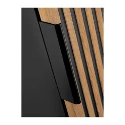 Colonne De Salle De Bains|Meublorama Colonne de salle de bain KINOKO 1 porte Finition lattes effet bois naturel et noir L35 x P25 x H140 cm Meuble suspendu