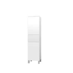 Aurlane Colonne de Salle de Bain en Mélaminé Blanc - 35x32x150 cm - 2 Portes + 1 Tiroir