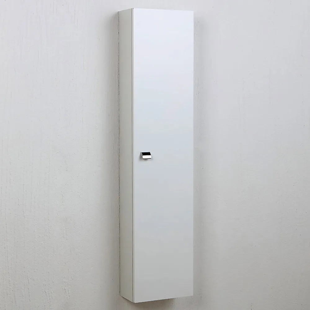 Colonne De Salle De Bains|Kiamami Valentina Colonne De Salle De Bain Suspendue Blanche Avec Une Porte Et Des Étagères Internes - Simply