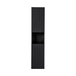 Meublorama Colonne de salle de bain VANO 2 portes et 1 niche Noir mat L30 x P25 x H140 cm Meuble suspendu