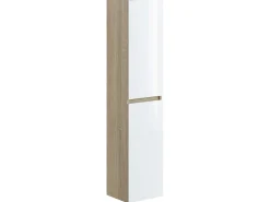 T-Bath Colonne de salle de bain NELI 2 portes 140x30x27 cm chêne et blanc