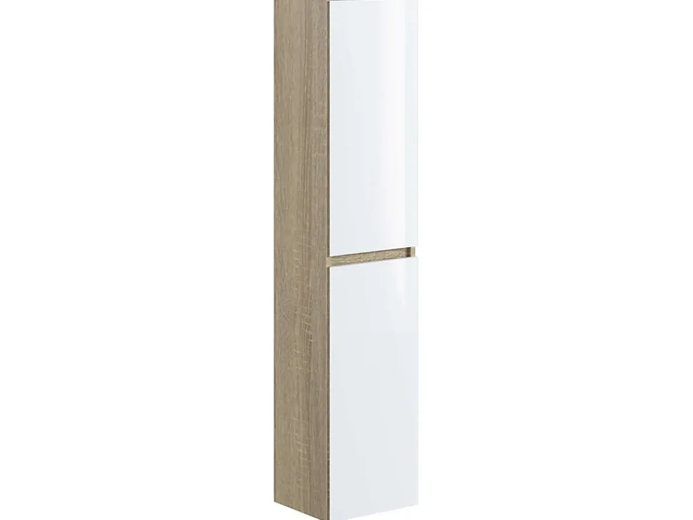 T-Bath Colonne de salle de bain NELI 2 portes 140x30x27 cm chêne et blanc