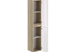 T-Bath Colonne de salle de bain NELI 2 portes 140x30x27 cm chêne et blanc