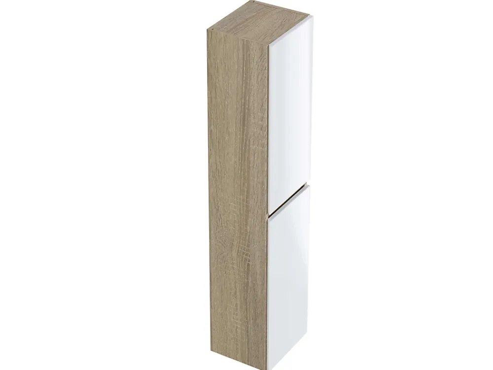 T-Bath Colonne de salle de bain NELI 2 portes 140x30x27 cm chêne et blanc