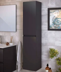 T-Bath Colonne de salle de bain NELI 2 portes 140x30x27 cm gris anthracite