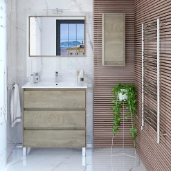 Meuble De Salle De Bains Faible Profondeur|Vs Venta-Stock Colonne de salle de bain Devin 1 porte, couleur ciel d'Alaska