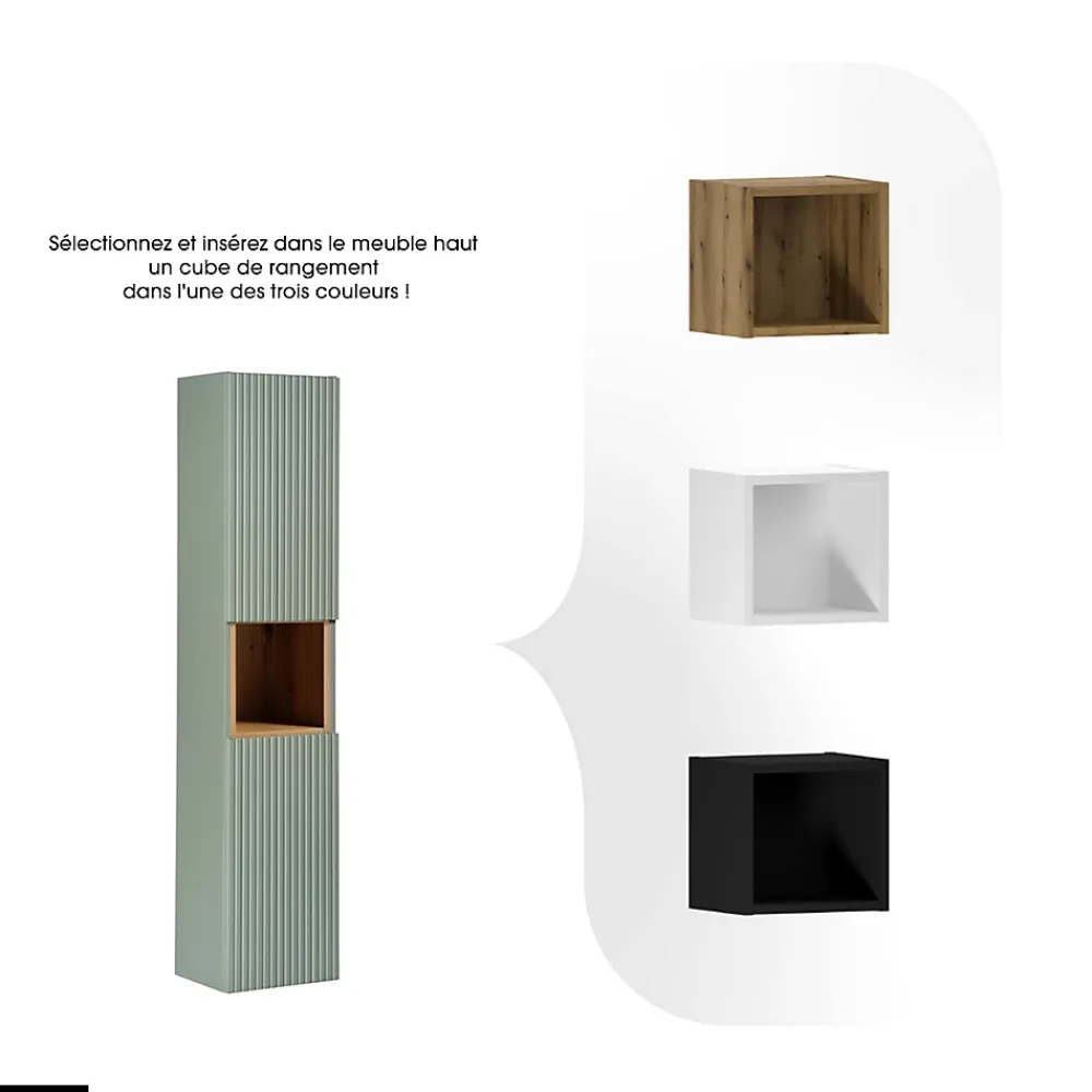Armoire De Salle De Bains|Otitec Colonne de salle de bain - 30 x 140 cm - 2 portes - ROSEAU