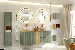 Armoire De Salle De Bains|Otitec Colonne de salle de bain - 30 x 140 cm - 2 portes - ROSEAU
