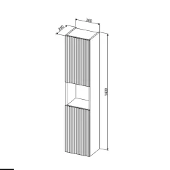 Armoire De Salle De Bains|Otitec Colonne de salle de bain - 30 x 140 cm - 2 portes - ROSEAU