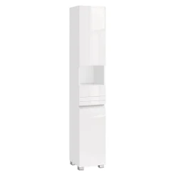 Calicosy Colonne de salle de bain 2 portes, 1 tiroir et 1 niche - H170 cm